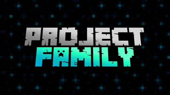 Bannière PROJECT FAMILY - police de Minecraft et fond texture block skulk Minecraft